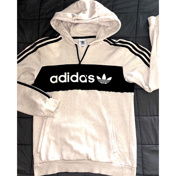Adidas Unisex Cream Logo Hoodie Size Medium - Picture 4 of 8